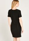V-Neck Knot Waist Dress, Black, large