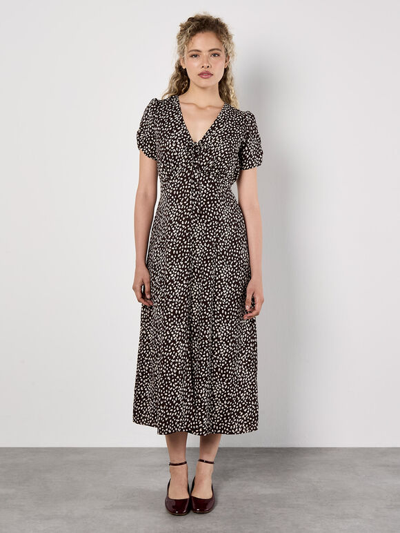 Animal Print Midaxi Dress, Brown, large