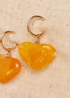 Gold Tone Heart Hoop Earrings, Yellow, large