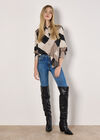 Geo Print Satin Shirt, Stone, large