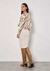 Zebra Jumper Knitted Midi Dress Set, Cream, large