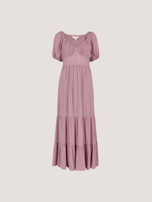 Crinkle Tiered Maxi Dress, Pink, large