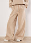 Floral Embroidered Wide Leg Joggers, Cream, large