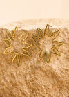 24K Gold Plated Flower Stud Earrings, Gold, large