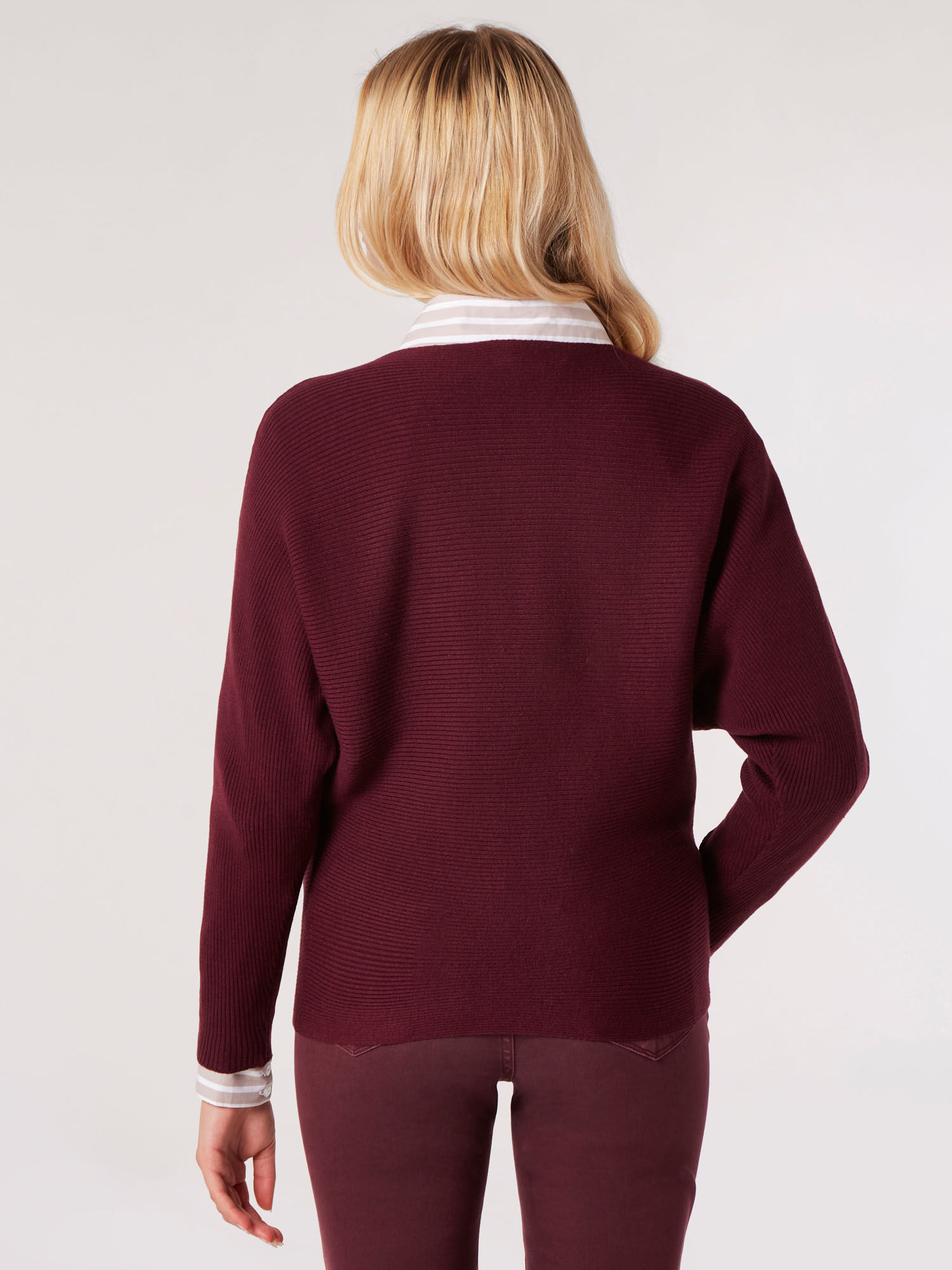 Burgundy ribbed jumper sale