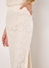 Crochet Lace Side Split Maxi Skirt, White, large
