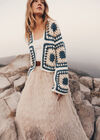 Hand-Knit Crochet Squares Cardigan, Cream, large