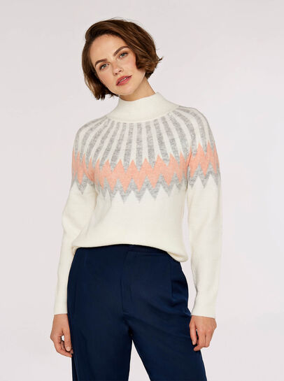 Chevron Mock Neck Jumper