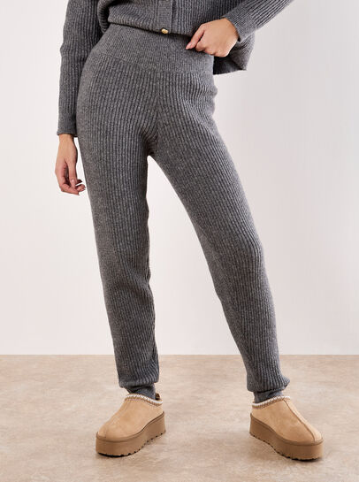 Soft Ribbed Knit Slim-Leg Joggers