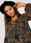 Paisley Tassel Boho Blouse, Green, large