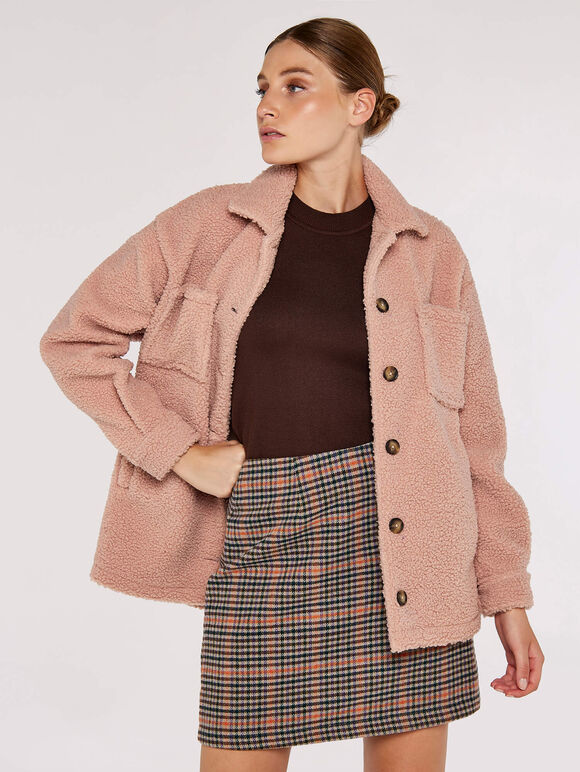 Teddy Borg Shacket, Pink, large