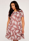 Curve Fern Rubber Print Skater Dress, Lilac, large