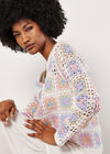 Multi Crochet Squares Cardigan, Cream, large