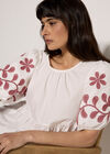 Floral Embroidered Peplum Top, Cream, large