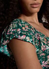 Ditsy Floral Print Top, Green, large