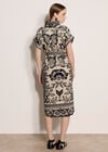 Floral Pineapple Cotton Shirt Midi Dress, Stone, large