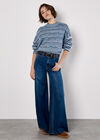 Pointelle Knit Stripe Jumper, Blue, large