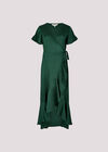 Glitter Velvet Wrap Midi Dress, Green, large