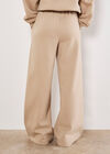 Floral Embroidered Wide Leg Joggers, Cream, large