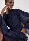 Plisse Tiered Mini Dress, Navy, large