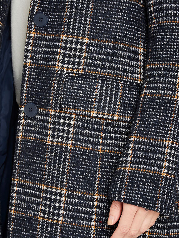 Navy Dogtooth Coat, Navy, large