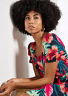 Tropical Floral Mini Dress, Fuchsia, large