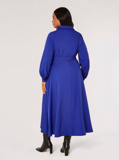 Curve Belted Shirt Midi Dress