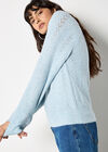 Chevron Pointelle Shimmer Jumper, Blue, large