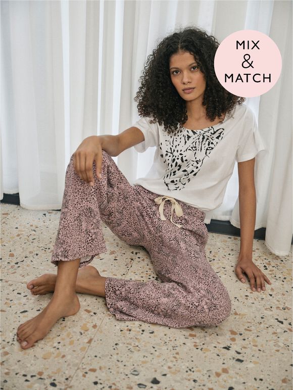 Camo Leopard Print Lounge Trouser, Pink, large