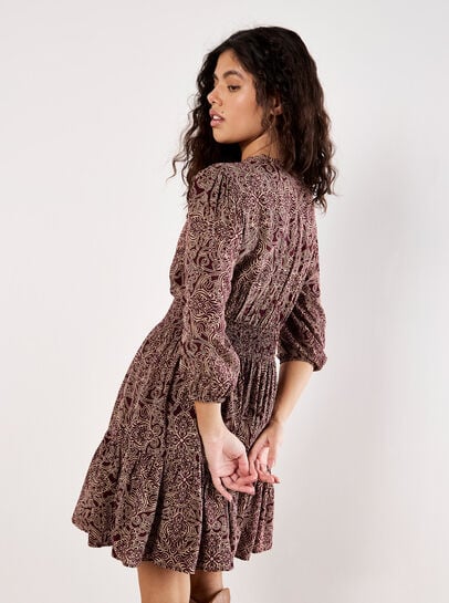 Paisley Ruffle Soft Mini Dress