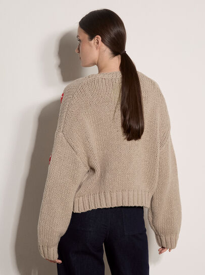 Mushroom Appliqu&eacute; Chunky Knit Cardigan