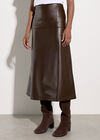 Faux Leather Midaxi Skirt, Brown, large