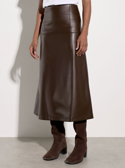 Faux Leather Midaxi Skirt