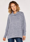 Cowl Neck Top, Blue, large