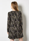 Zebra Knit Swing Mini Dress, Khaki, large