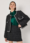 Tweed A-Line Mini Skirt, Black, large