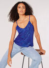Sequin Camisole Top , Blue, large