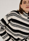 Pointelle Mixed Stripe Jumper, Black, large