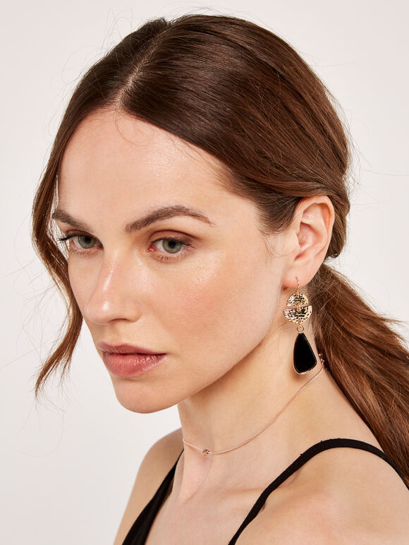Metal Textured Resin Earrings, Assorted, large