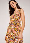 Vintage Floral V Neck Dress, Cream, large