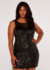 Curve Sweetheart Sequin Dress, Black, large