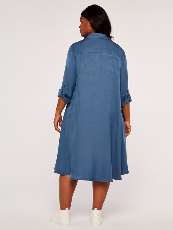 Curve Twill Shirt Dress , Blue, large