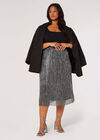 Lurex Plisse Midi Skirt, Light Grey / Silver, large