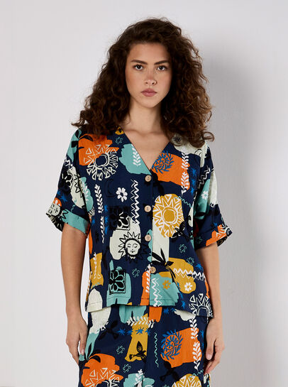 Colourful Sketch Print Top