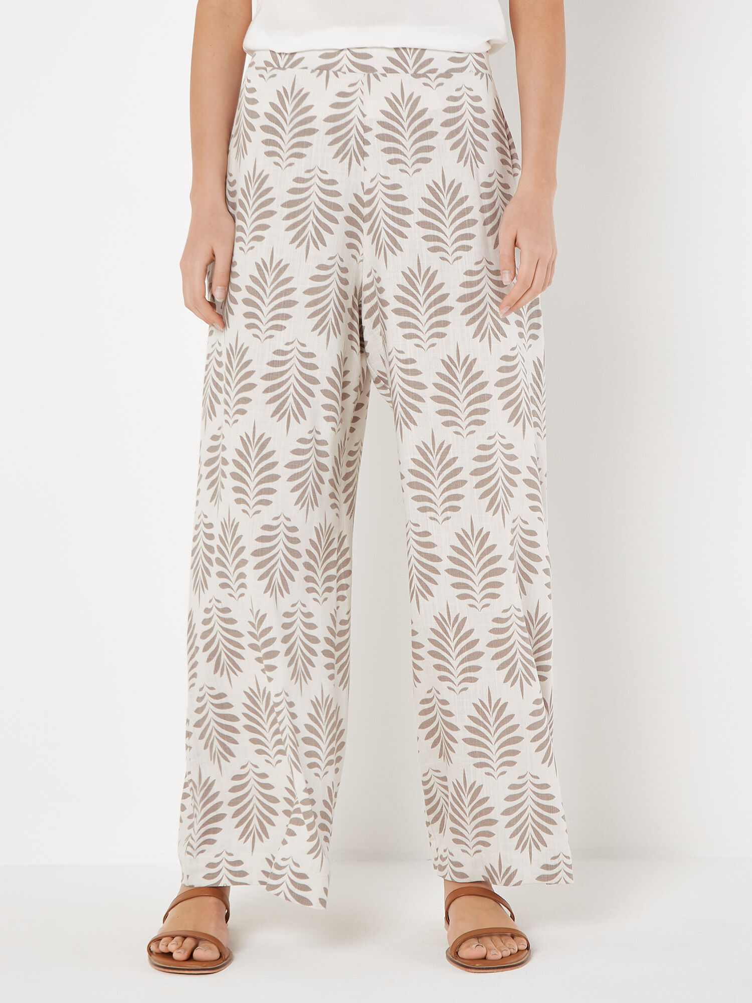 Apricot palm print trousers cheap
