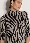 Zebra Print Swing Mini Dress, Stone, large