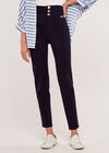 Ponte Button Trousers, Navy, large