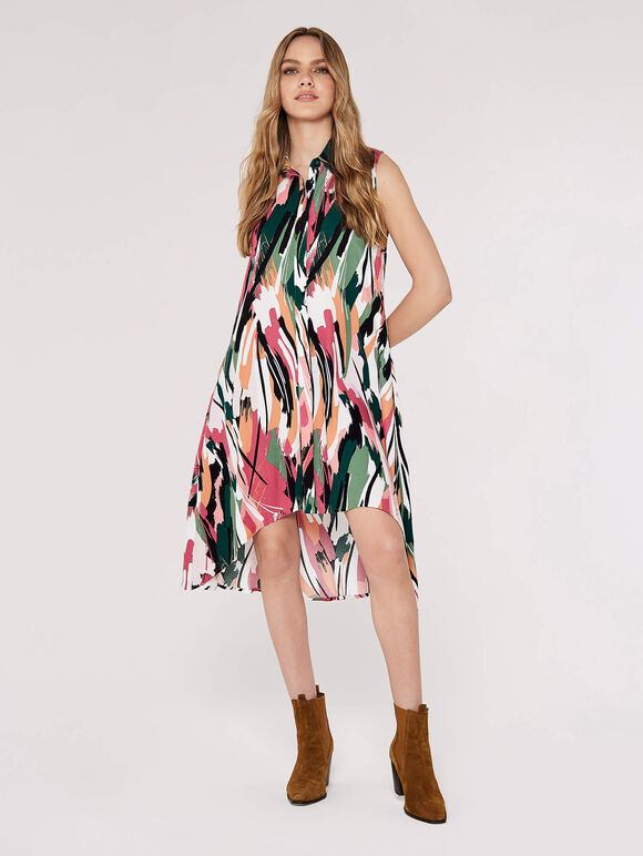 High-Low Shirt Mini Dress, Green, large