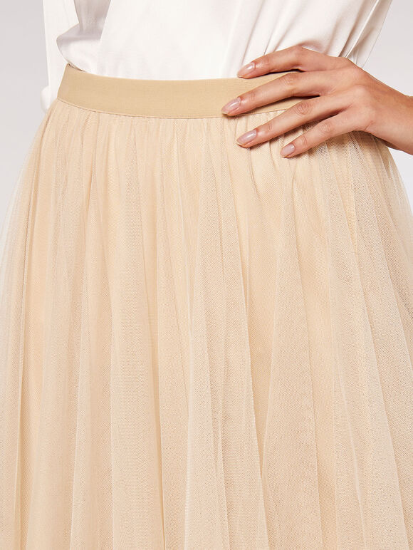 Tulle Hanky Hem Skirt, Stone, large