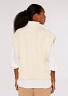 Chunky Cable Knit  Vest, Cream, large
